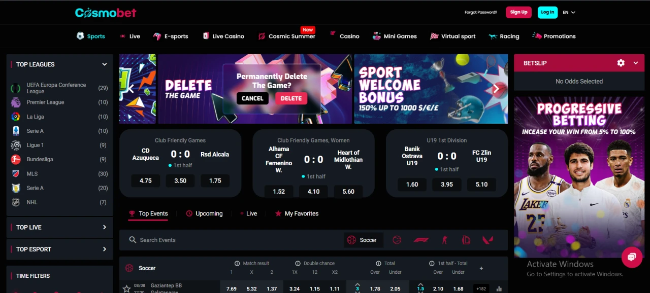Cosmobet Sports Page