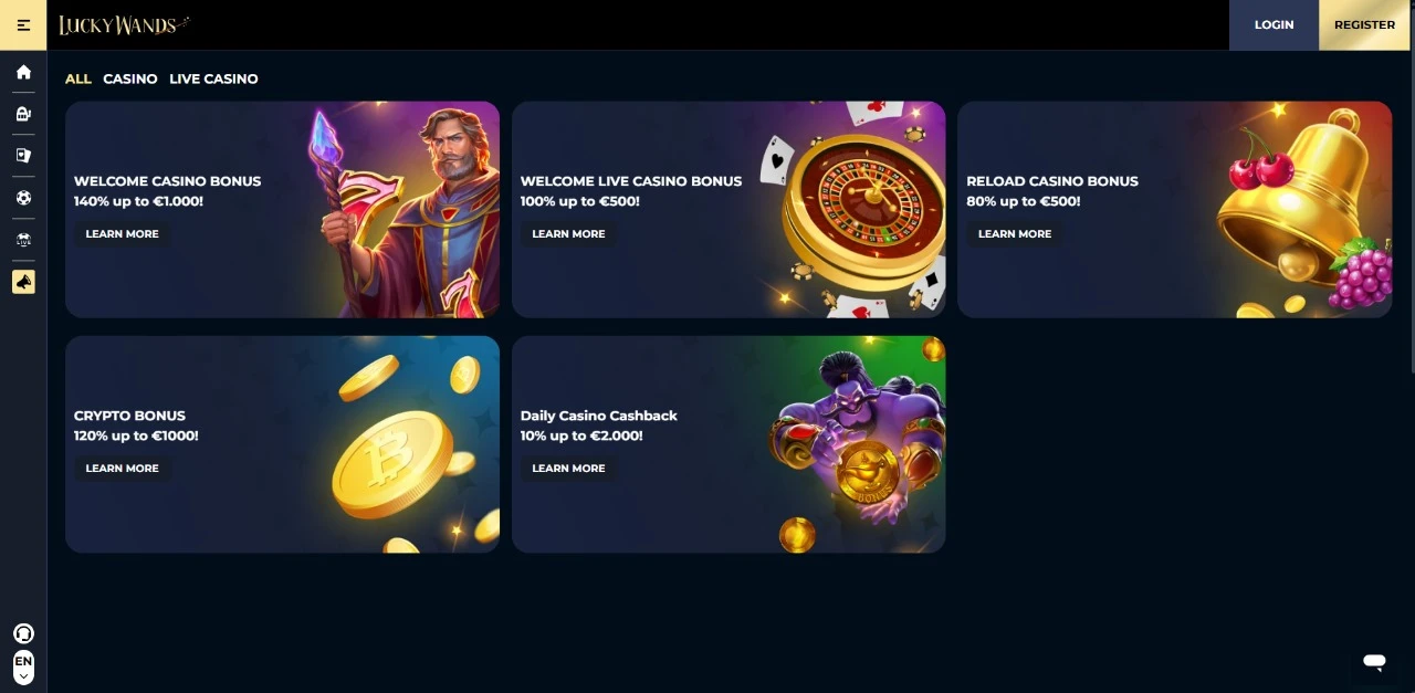 LuckyWands Casino Welcome Bonuses