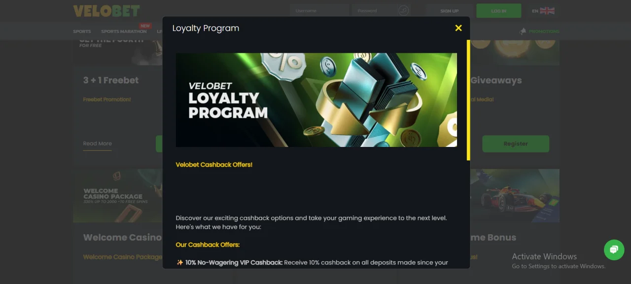Velobet Loyalty VIP Program